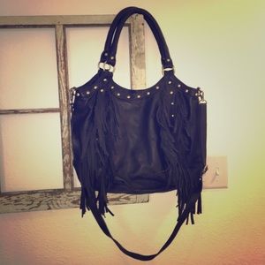 LAST CHANCE! Black leather fringe purse